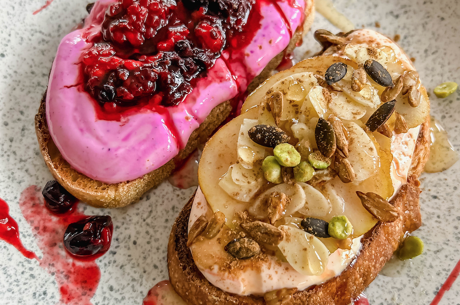 Amazing Autumn Immunity-Boosting Exotic Toast with Pitaya, Pear, and Berries